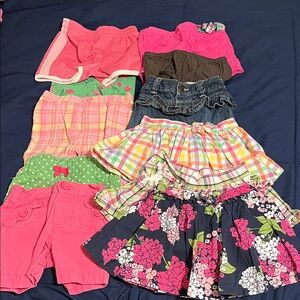 Baby girls shorts and skirt lot, sizes 12 to 18 months, name brands
